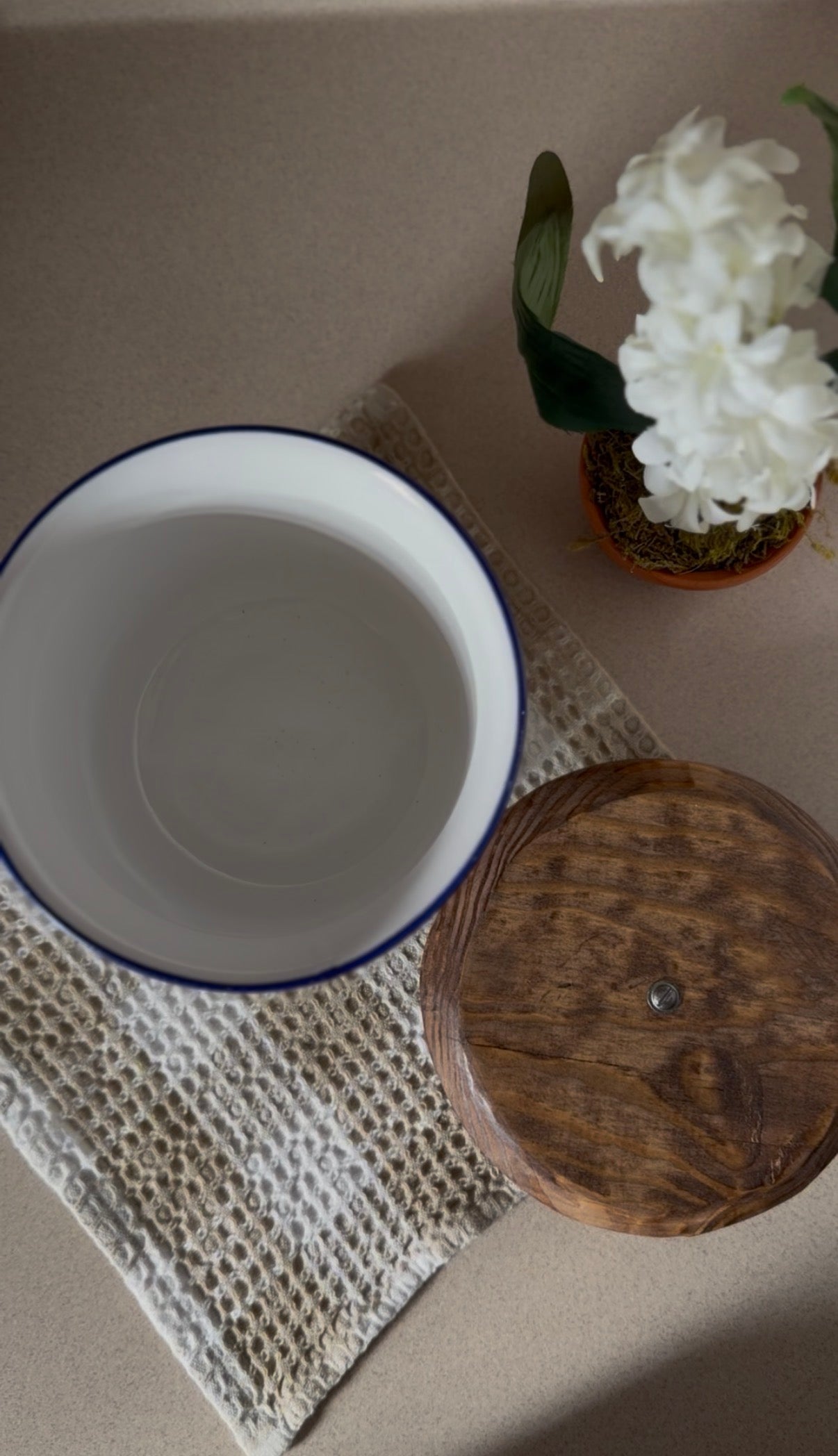 Set of 3 Vintage Rosenthal Netter Blue Geese Ceramic Canisters with Hand-Made Wooden Lids