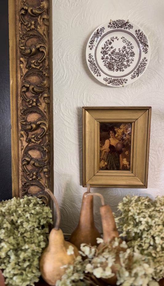 L Rudolph Rochefort Restored Portrait of Woman Holding Vase of Flowers in a Gold-painted Wooden Frame