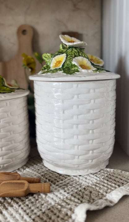 Set of 2 Vintage Lefton Daisy Canisters