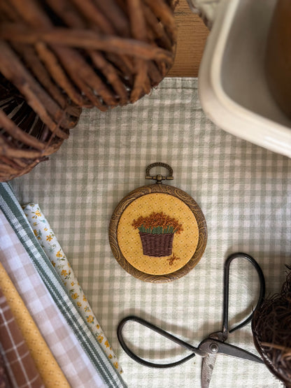 Mum on Yellow Fabric Mini Embroidery Magnet
