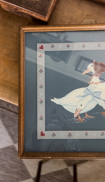 "Ducks" by Ava Freeman Print, Matted and Framed in a Wood Frame