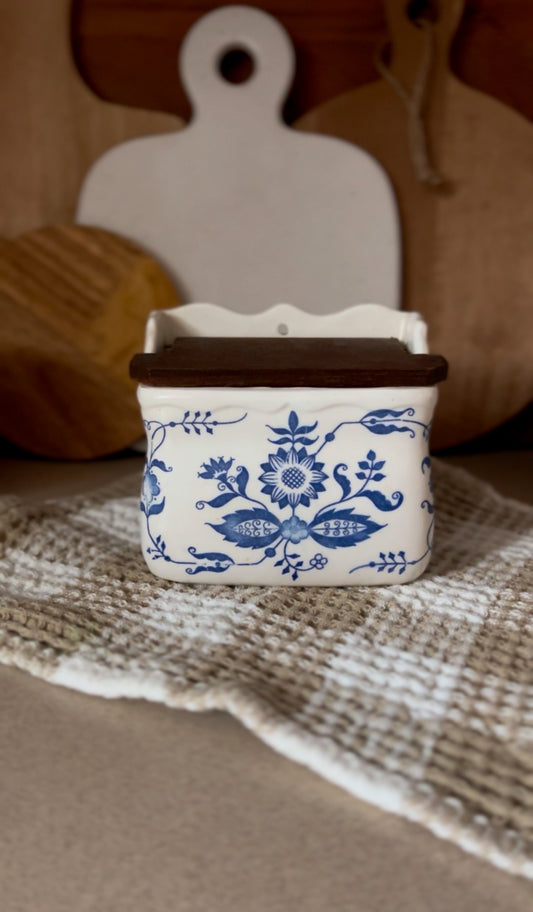 Vintage Blue Danube Wall Mount Salt Cellar Box