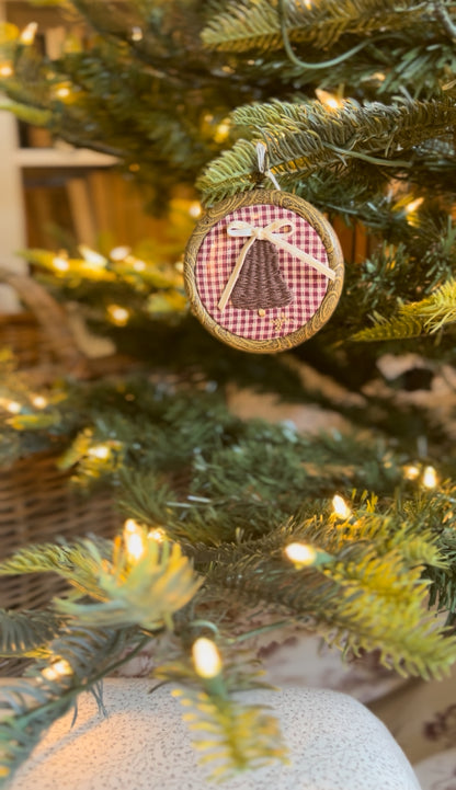 Small Wicker Bell Embroidery Ornament
