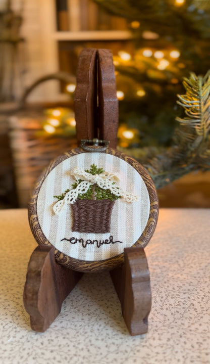 Small Emanuel Tree Basket Embroidery Magnet