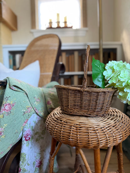 Small Handwoven Twig Basket with Handle (flowers not included)