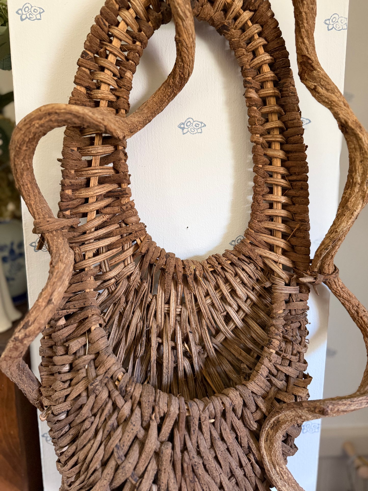 Handwoven Willow and Branch Hanging Basket