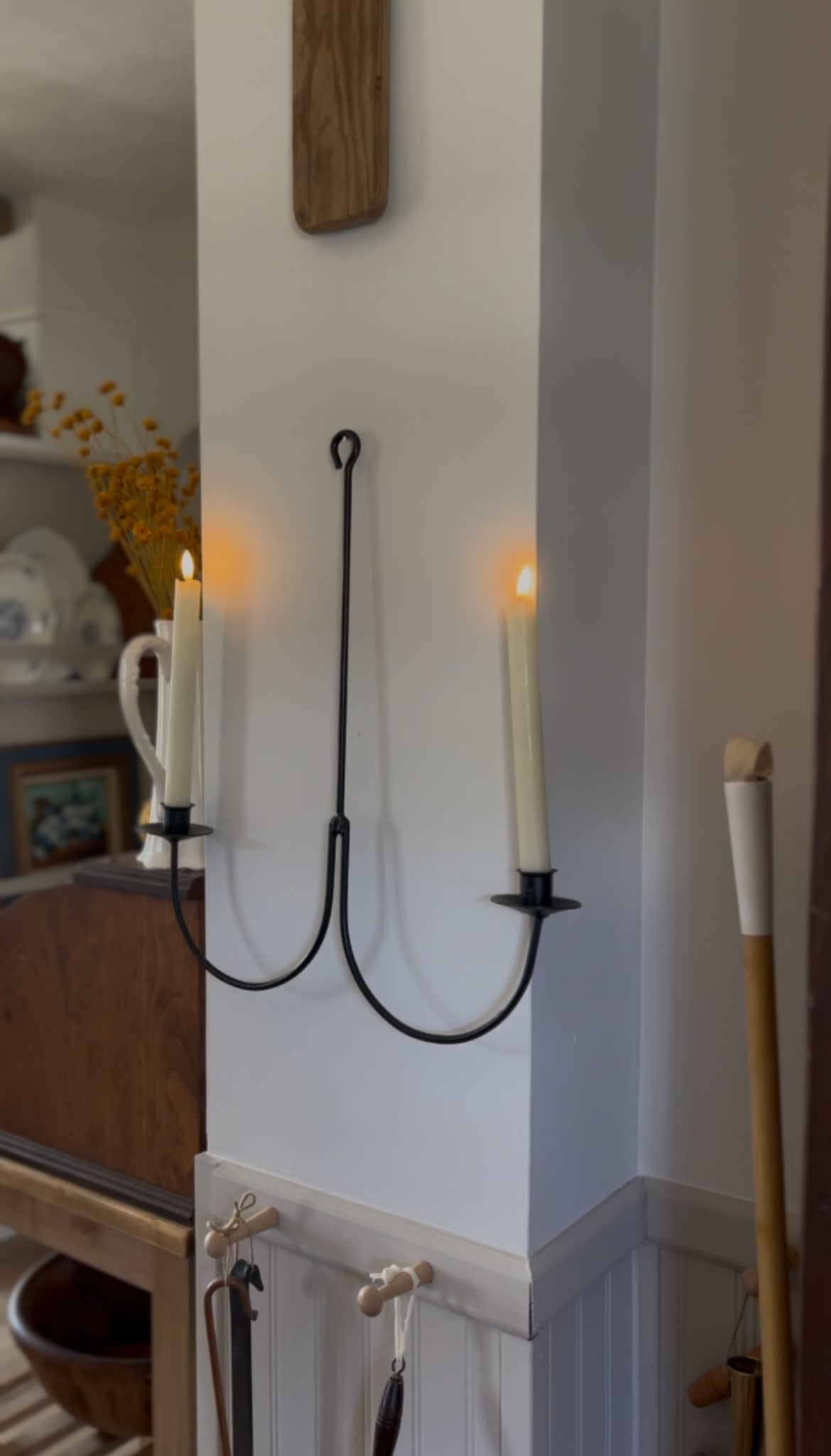Wrought Iron Double Sconce or Hanging Chandelier
