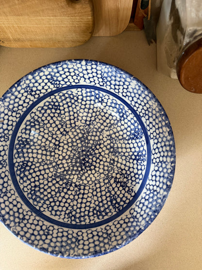 Ceramic Bowl with Blue Sponge Design made in Italy