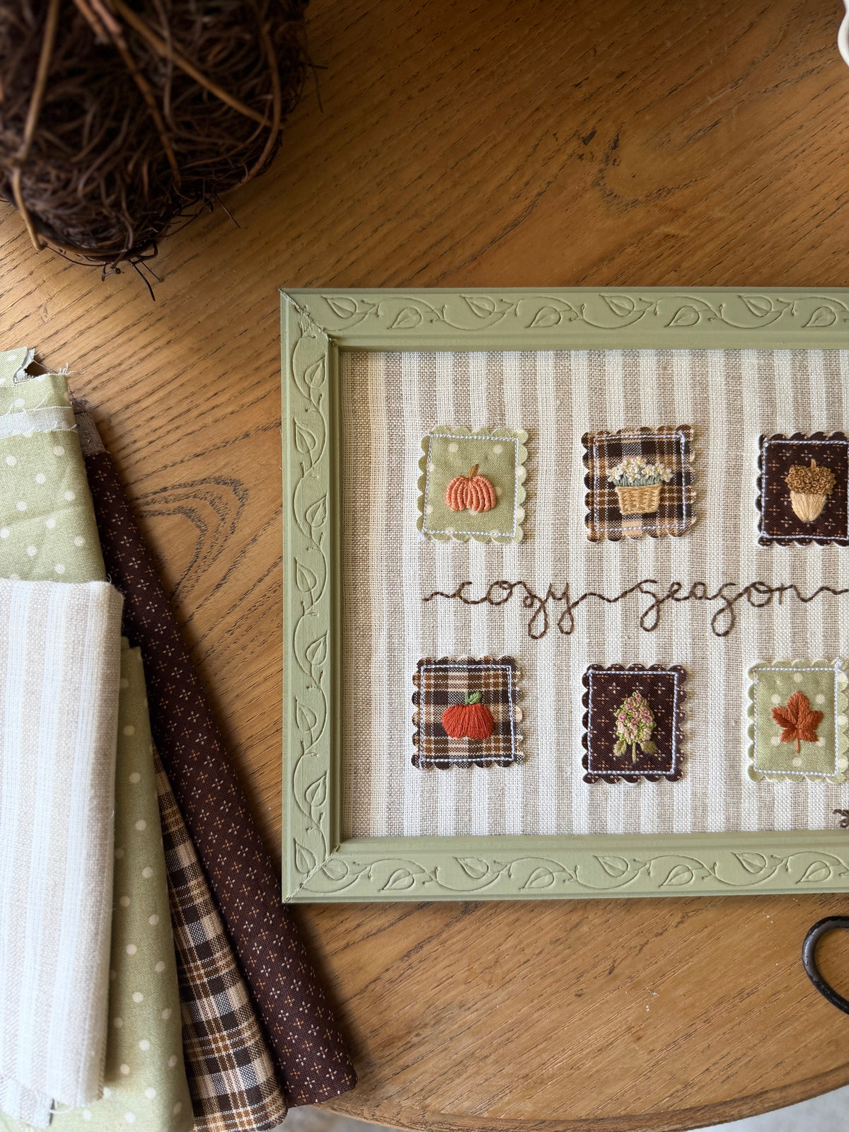 Fall Embroidered Stamps "Cozy Season" Wall Art