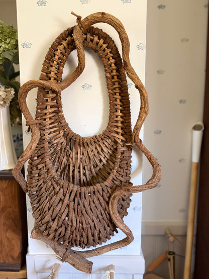 Handwoven Willow and Branch Hanging Basket