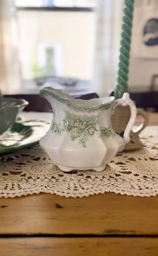 Marlborough Waterloo Potteries Green Transfer-ware Pitcher