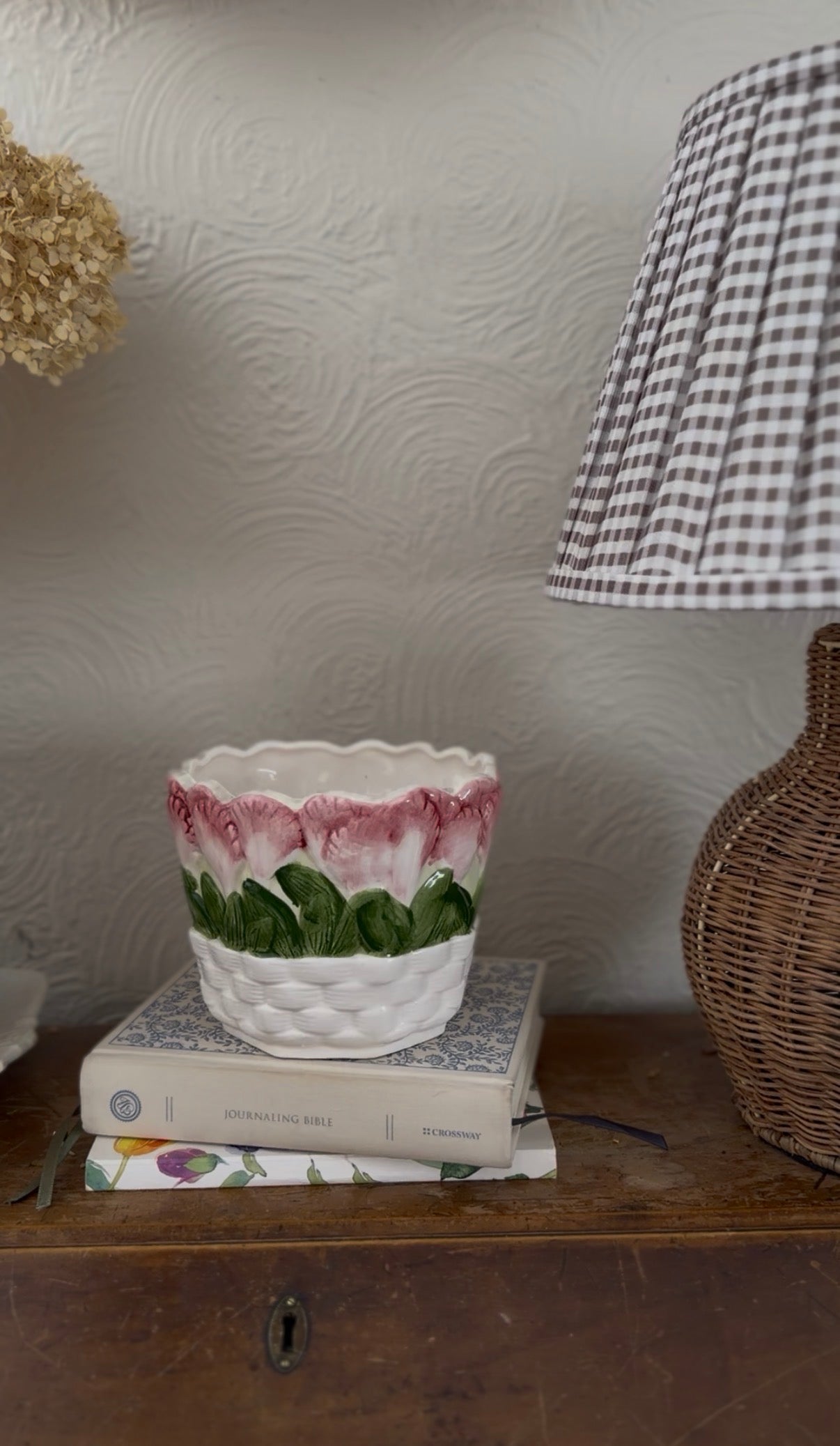 Ceramic Tulip Basket Planter (flowers not included)