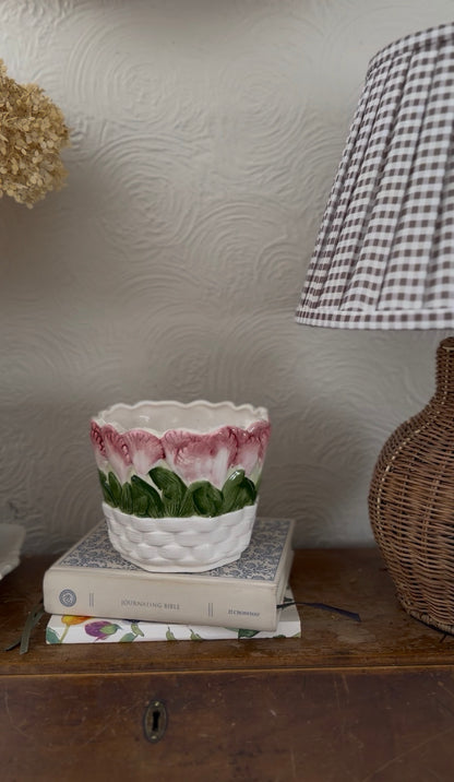 Ceramic Tulip Basket Planter (flowers not included)