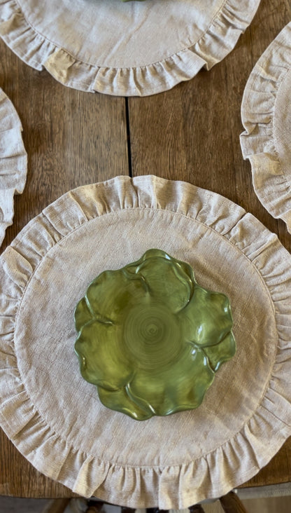 Set of Four Round Ruffled Placemats (plates not included)