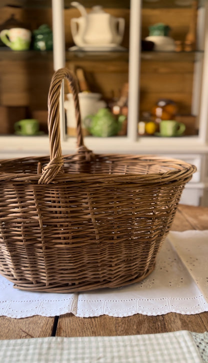 Large Handled Wicker Gathering Basket