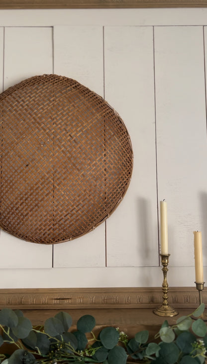 Large Vintage Woven Winnowing Basket (2 available, 1 slightly larger)