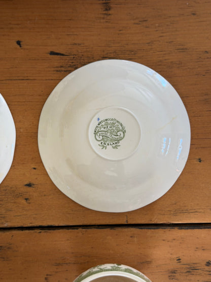 Set of 4 Enoch Wedgwood Green Floral Teacups and Saucers