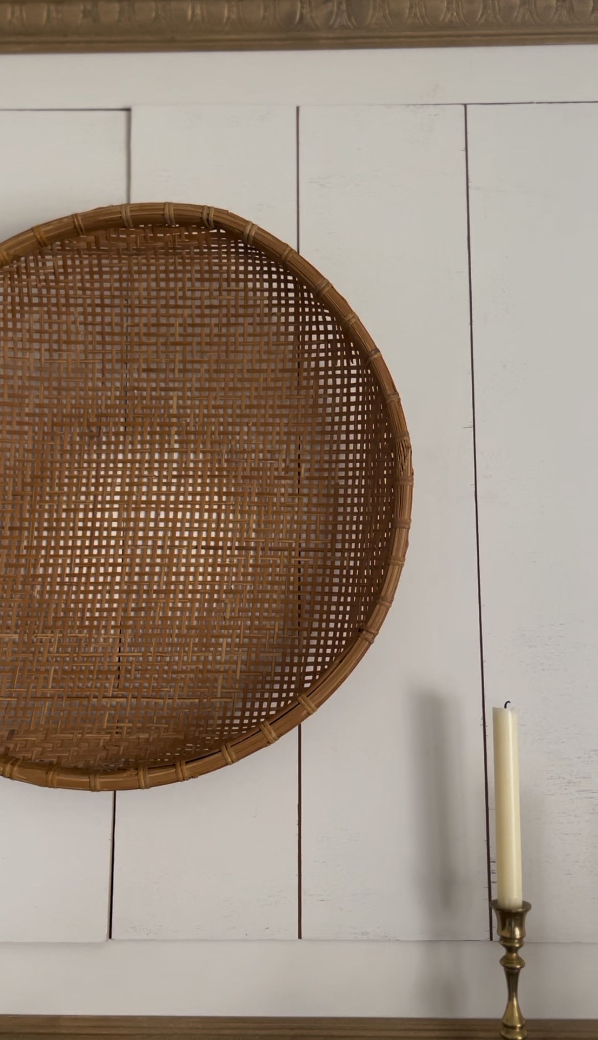 Large Vintage Woven Winnowing Basket (2 available, 1 slightly larger)