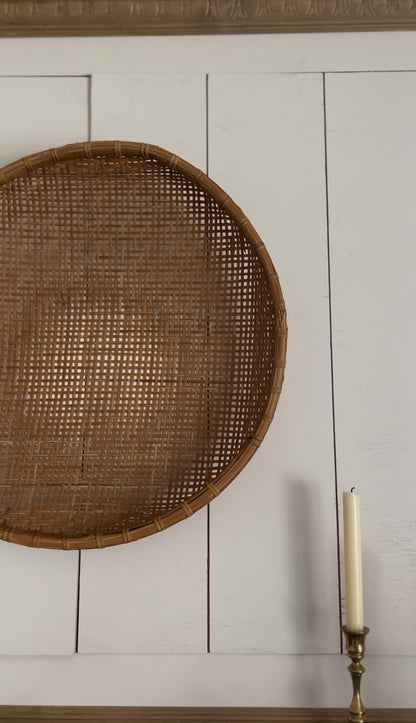 Large Vintage Woven Winnowing Basket (2 available, 1 slightly larger)