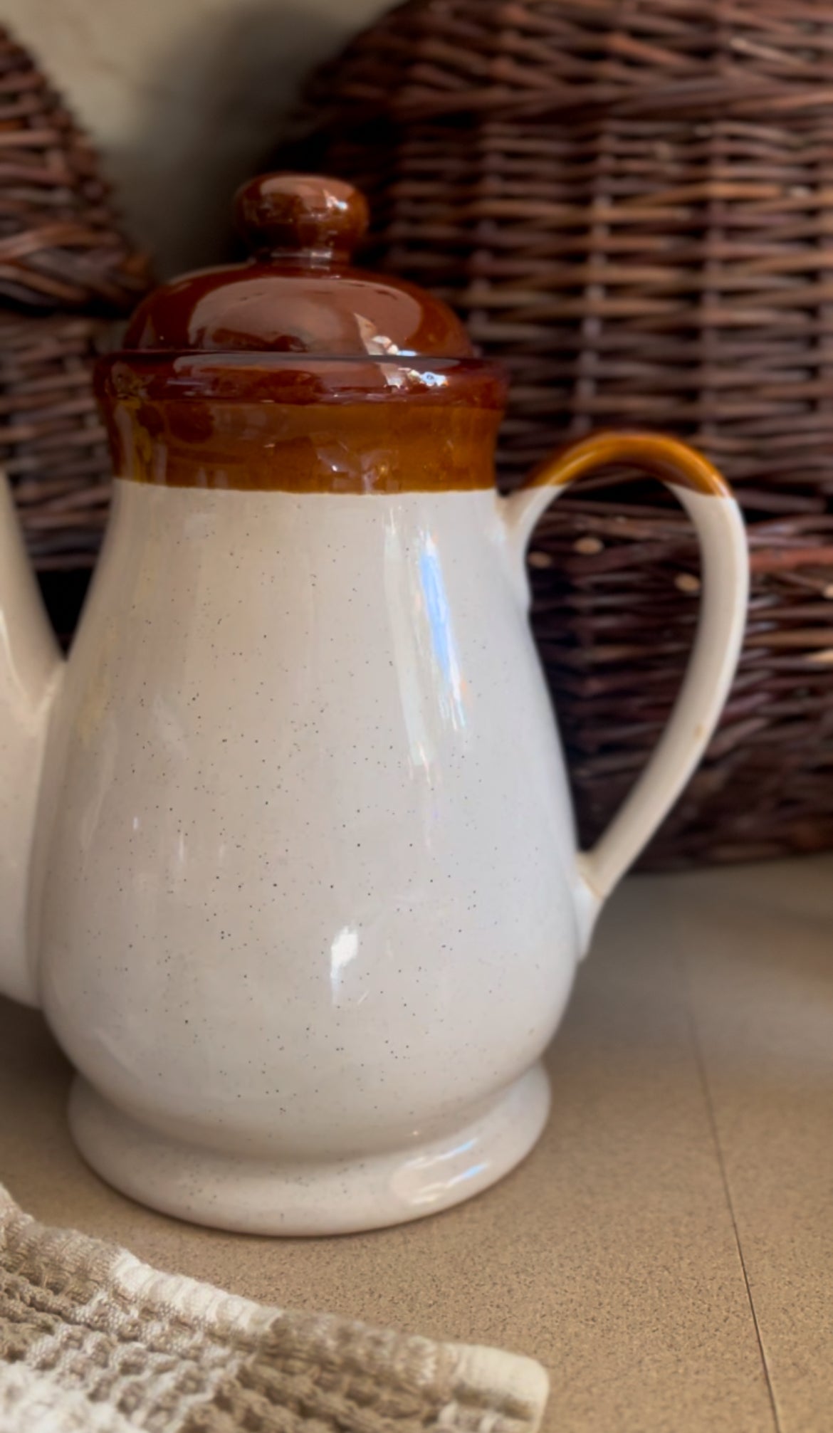 Brown Stoneware Tea Set (includes teapot, creamer, and four mugs)