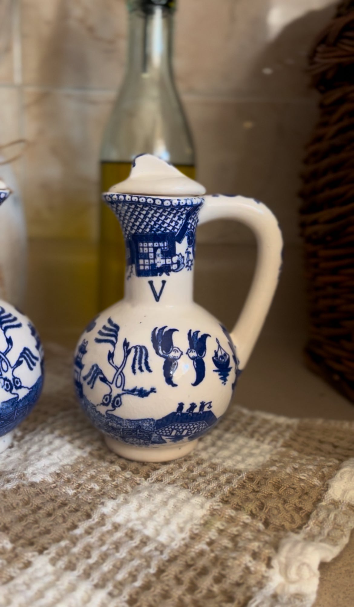 Blue Willow Oil and Vinegar Cruets