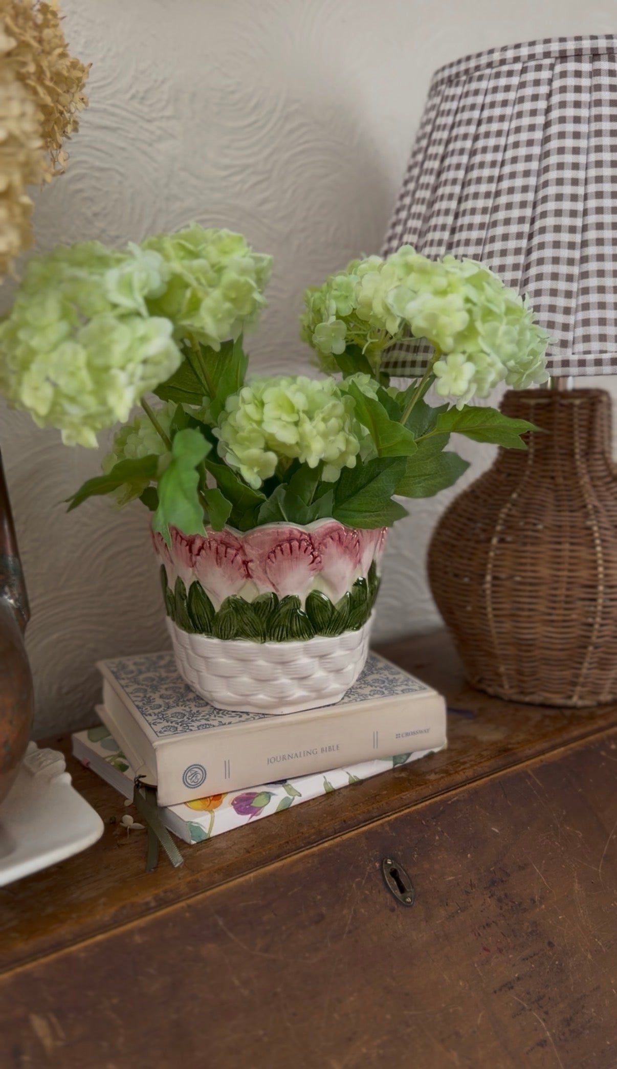 Ceramic Tulip Basket Planter (flowers not included)