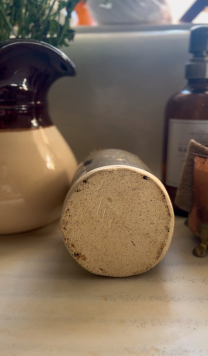 Small Pottery Vase with Blue Floral Stamp
