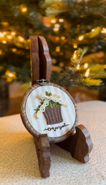 Small Emanuel Tree Basket Embroidery Magnet