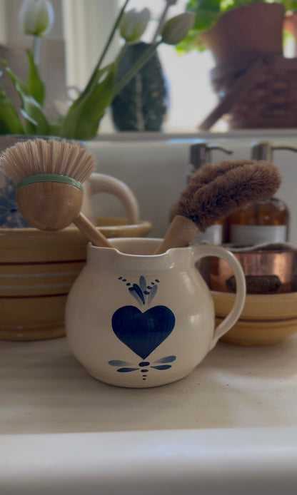 East Texas Pottery Pitcher with Blue Heart Design