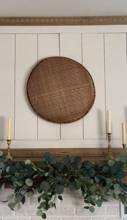 Large Vintage Woven Winnowing Basket (2 available, 1 slightly larger)