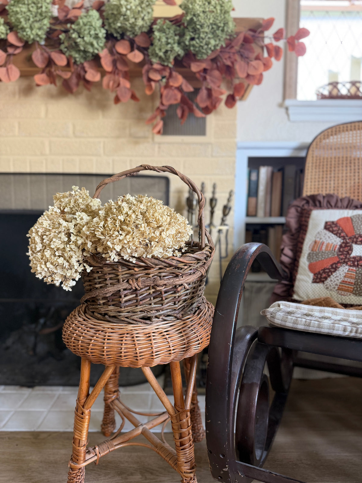 Rustic Hand-Woven Twig and Willow Gathering Basket