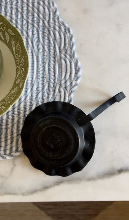 Black Metal Candle Holder with Hurricane Globe (1 LEFT) *candles not included