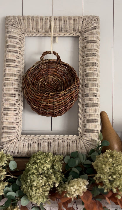 Multi-Colored Woven Stick Hanging Basket