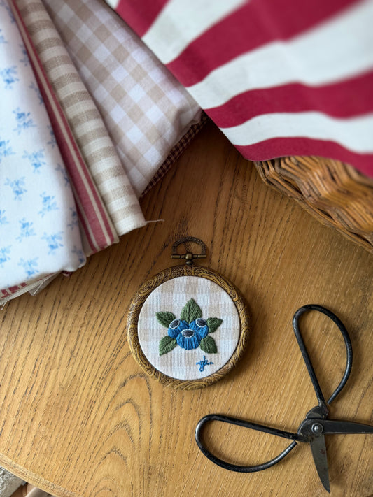 Mini Blueberries Embroidery Magnet