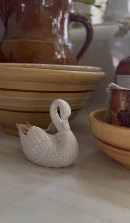 Mini White Ceramic Swan Planter