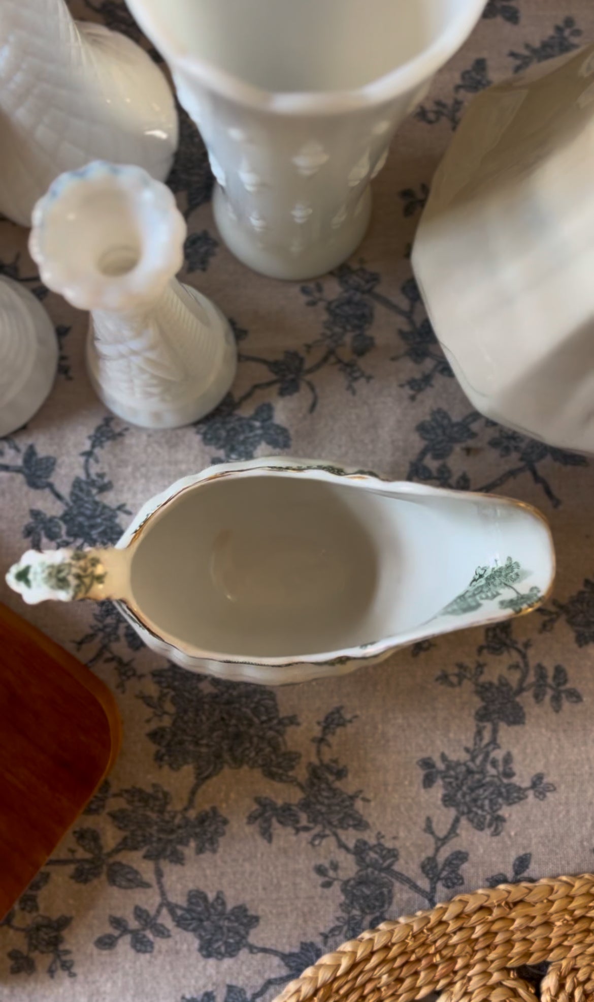 Ridgways England Grecian Green Ironstone Gravy Boat