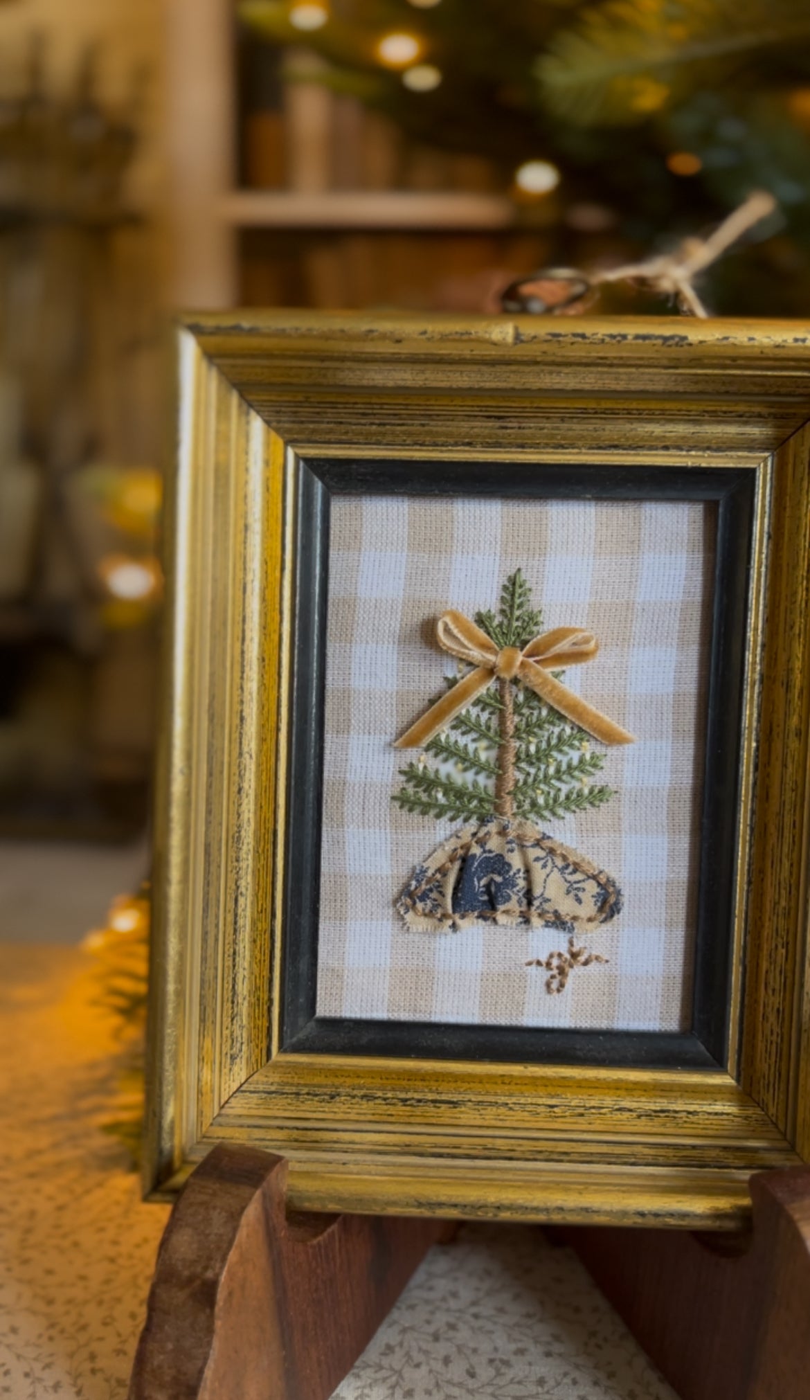 Christmas Tree with Blue and White Tree Skirt Embroidery Frame