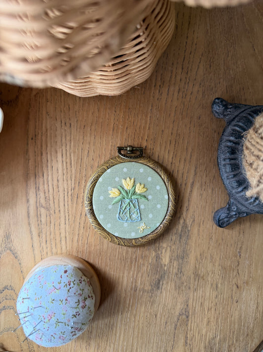 Mini Yellow Tulips Embroidery Magnet