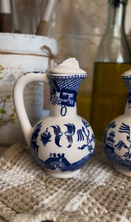 Blue Willow Oil and Vinegar Cruets
