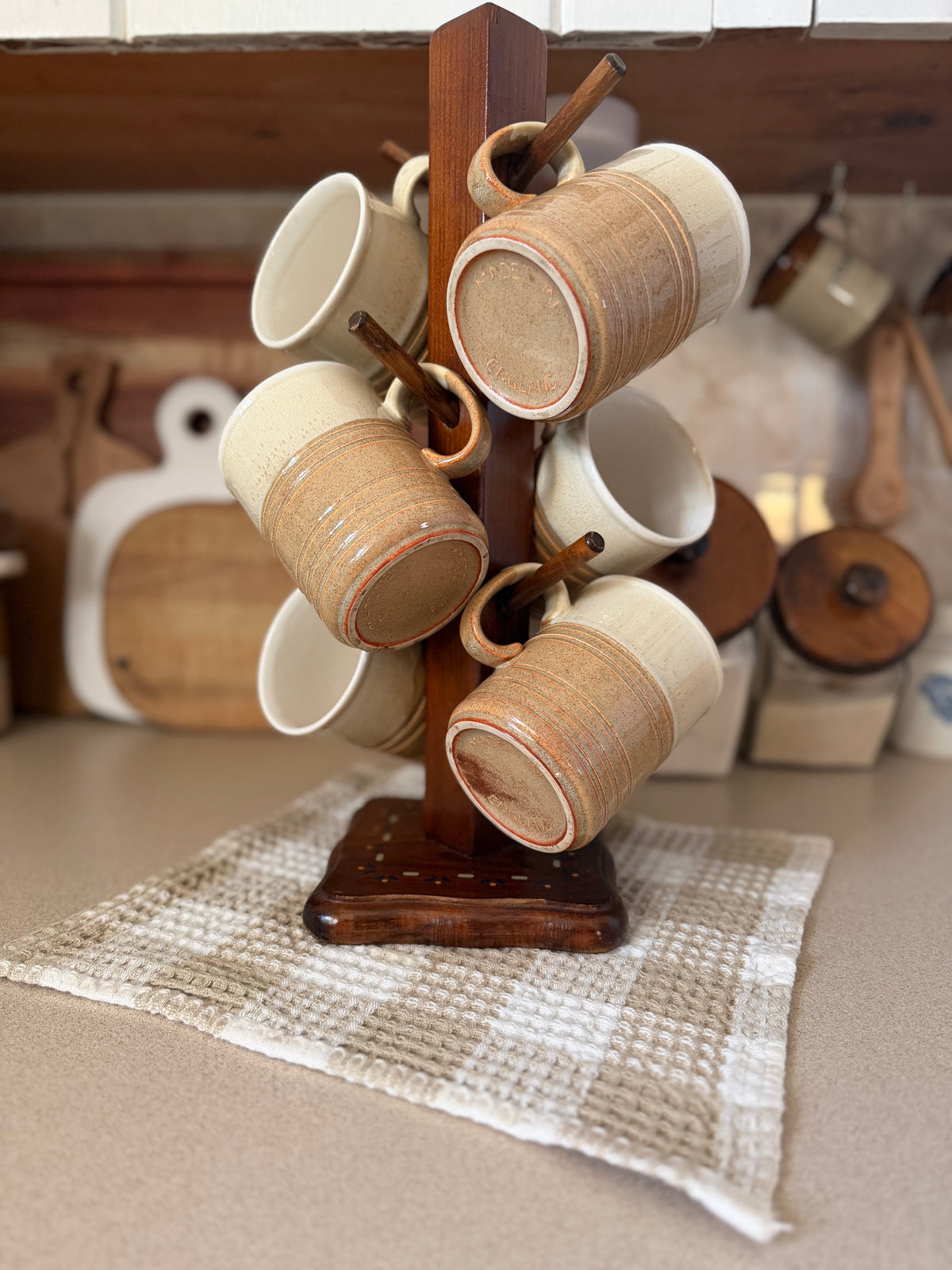 Vintage Stoneware Coffee Mugs made in England (set of 6 - mug tree sold separately)