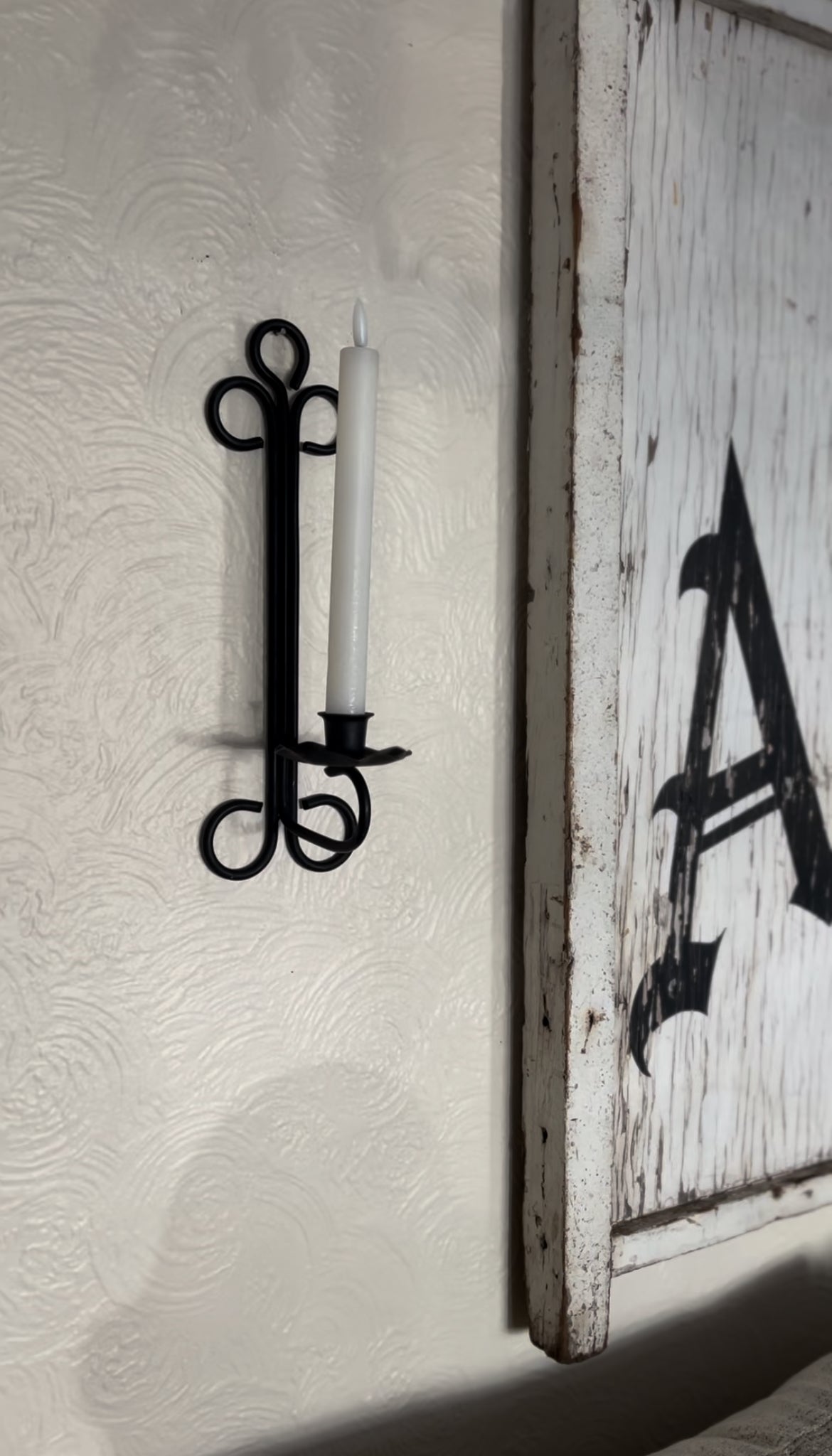 Set of Two Black Wrought Iron Sconces (*candle not included)