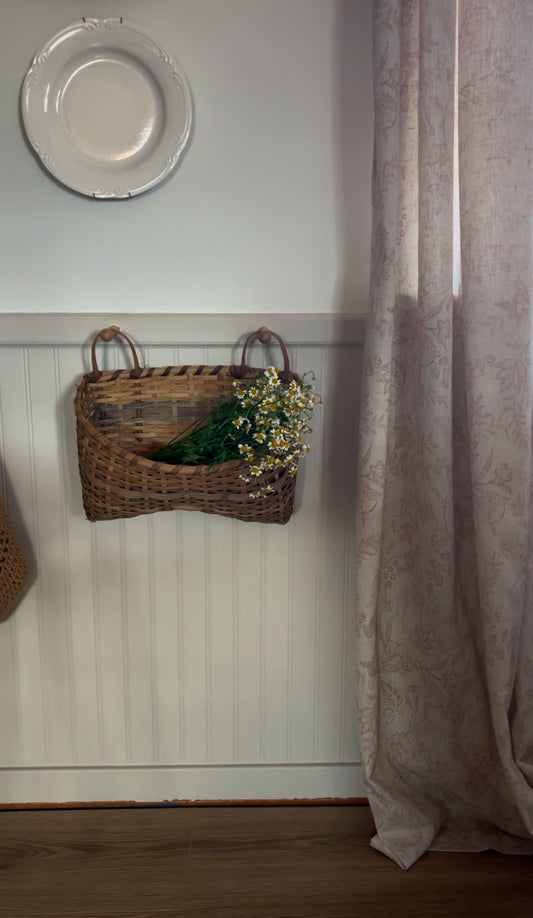 Double Handled Light Wicker Two-Toned Hanging Basket