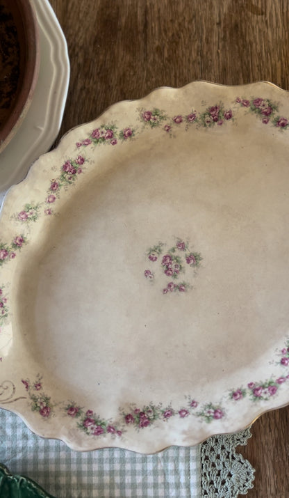 Antique Buffalo Pottery Pink Floral Platter