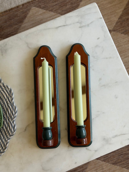 Set of 2 Wooden Sconces (candles included)