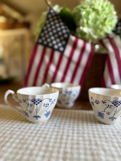 Set of 4 Blue Floral Myott Finlandia Teacups made in England