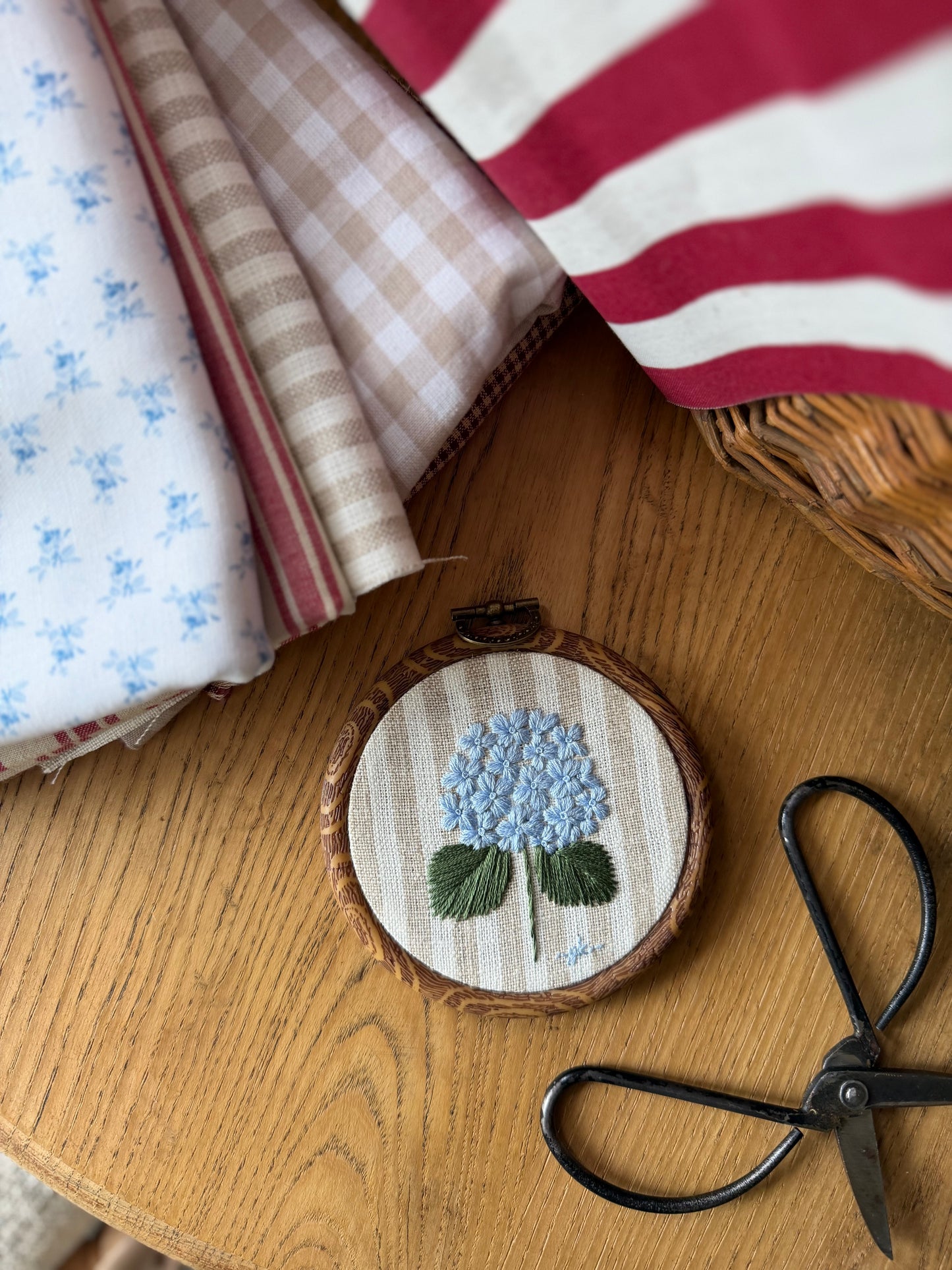 Blue Hydrangea Embroidery Magnet