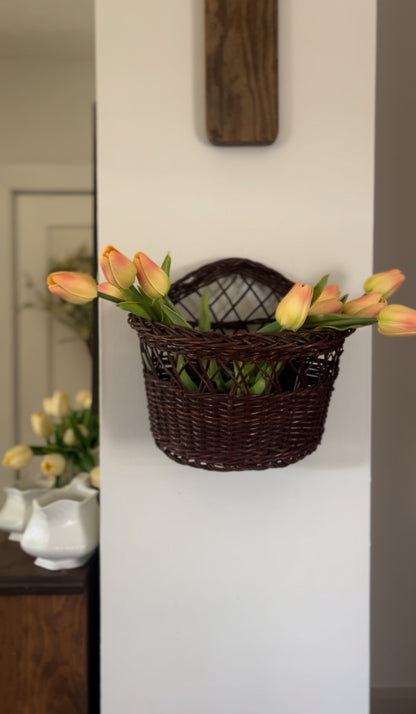 Wicker Hanging Basket (*comes with 10 real-touch artificial tulips)