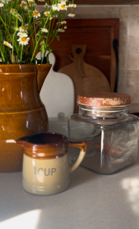 Glass Canister with Solid Wood Lid (small wooden spoon included)