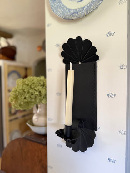 Black Metal Sconce With Curved Design