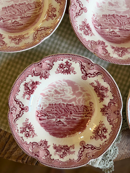 Red Floral Windsor in 1792 Johnson Bros Bowls made in England (3 left)